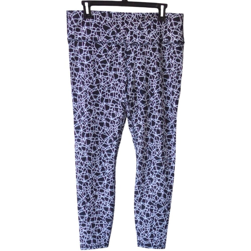 DVF Diane von Furstenberg Target Black White Crackled Cracked Glass Leggings XL